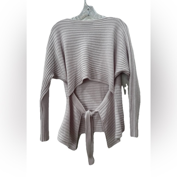 Vince Pink Wool Cashmere Sweater Tie Back Dolman Sleeve Ribbed Knit - Picture 3 of 5